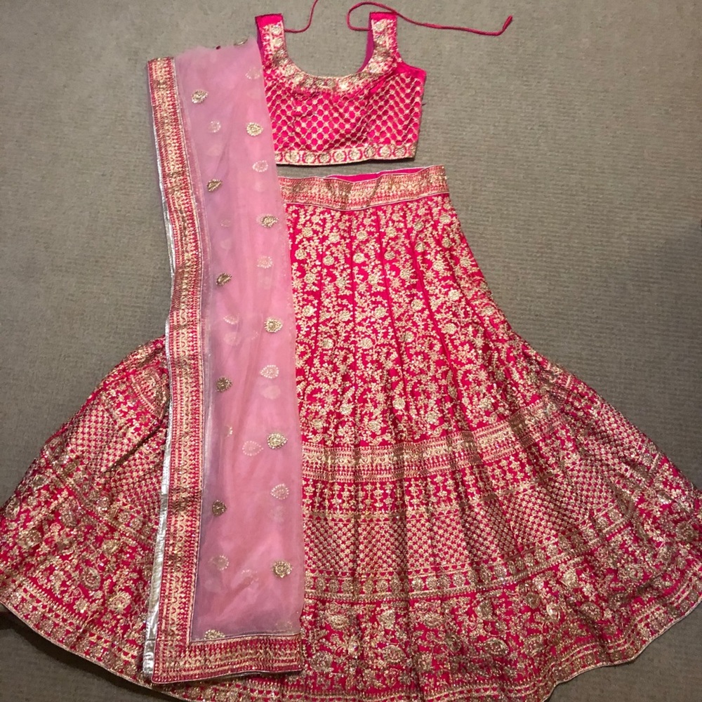 Pink Gold Lengha NWT 3 piece set Indian dress